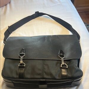 Louis Vuitton Black Messenger Bag with Silver Accents